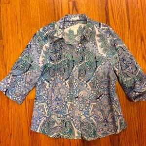 Chico’s cotton button up cotton blouse paisley